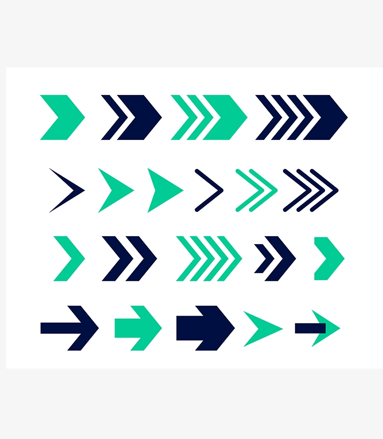 Directional arrow sign or icons set design